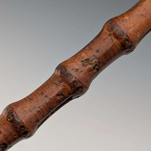 1901年 英国古董 竹制杆 L型鹿角手柄 纯银装饰 手杖 81cm