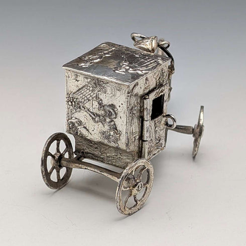1907 British antique sterling silver carriage miniature 72g Boaz Moses Lendeck