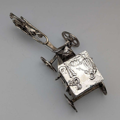 1907 British antique sterling silver carriage miniature 72g Boaz Moses Lendeck
