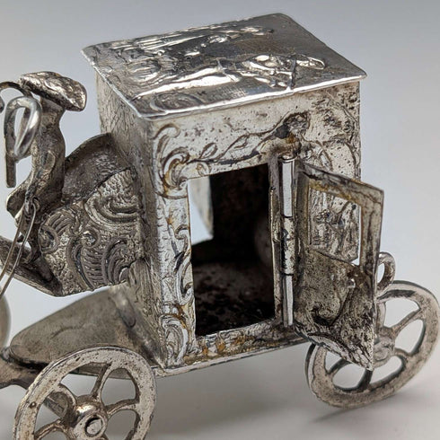 1907 British antique sterling silver carriage miniature 72g Boaz Moses Lendeck
