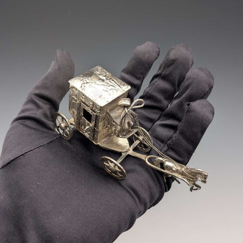 1907 British antique sterling silver carriage miniature 72g Boaz Moses Lendeck