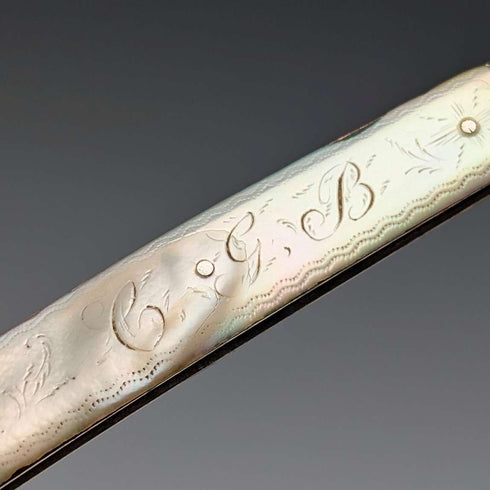 Antique British white mother-of-pearl handle double blade penknife