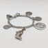 Pulsera de dijes de plata esterlina, vintage, de origen británico, circa 1970, 40 g