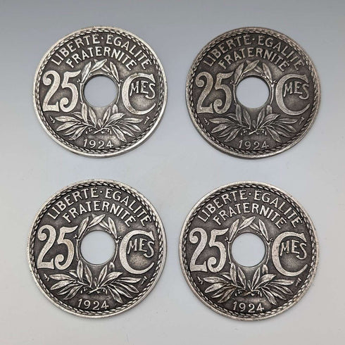 Juego de 4 posavasos de metal, estilo vintage francés