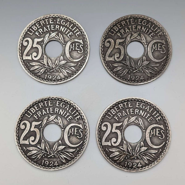 Juego de 4 posavasos de metal, estilo vintage francés