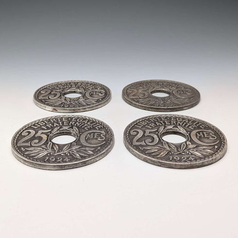 Juego de 4 posavasos de metal, estilo vintage francés