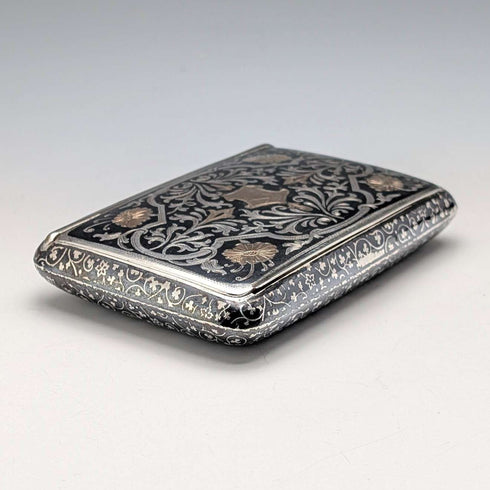 Vintage Austrian Antique Niello Inlaid 900 Silver Cigarette Case 116g