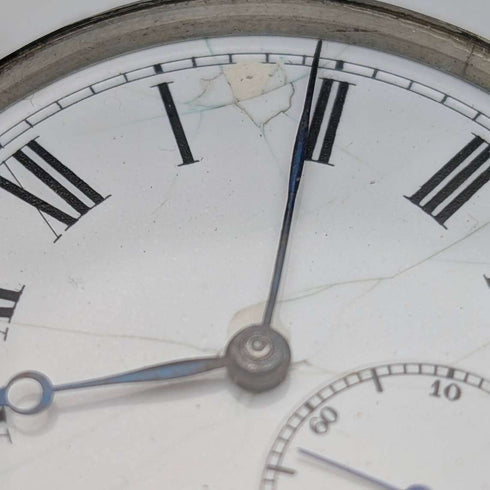 Reloj de bolsillo suizo antiguo con cronógrafo de doble cara, sin marca, caja de plata 800, en buen estado de funcionamiento
