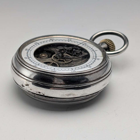 Reloj de bolsillo suizo antiguo con cronógrafo de doble cara, sin marca, caja de plata 800, en buen estado de funcionamiento