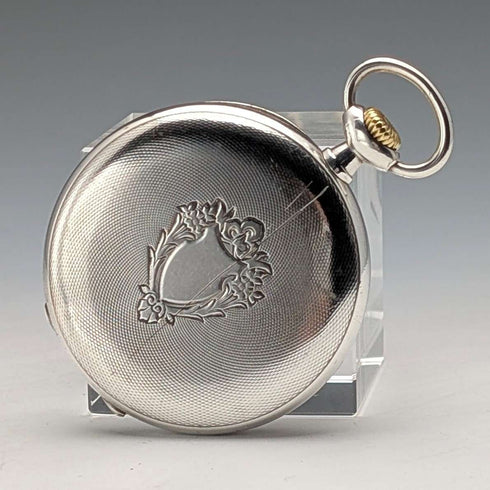 Circa 1915 Antique Omega Pocket Watch, Silver Thin Open Face, Good Working Condition