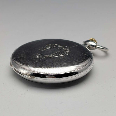 Circa 1915 Antique Omega Pocket Watch, Silver Thin Open Face, Good Working Condition