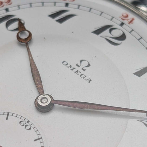 Circa 1915 Antique Omega Pocket Watch, Silver Thin Open Face, Good Working Condition