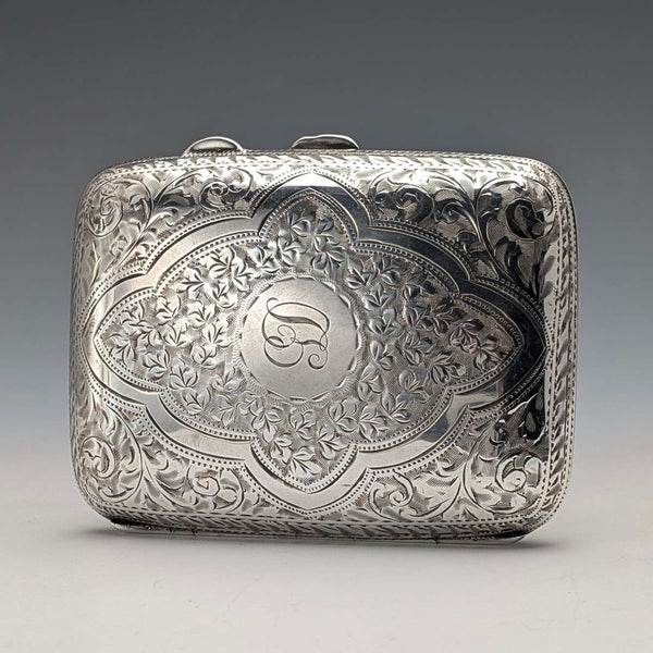 1929 British Vintage Sterling Silver Cigarette Case 59g George Frank Bickerton