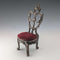 Soporte para reloj de bolsillo de los años 20 en forma de silla de latón con asiento rojo oscuro