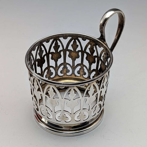 1929年 英国ヴィンテージ 純銀ホルダ ポーセリンカップ 3個セット Walker&Hall、AYNSLEY
