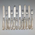1865 British antique sterling silver blade and white mother of pearl handle dessert cutlery 6 pairs in wooden box Martin & Hall