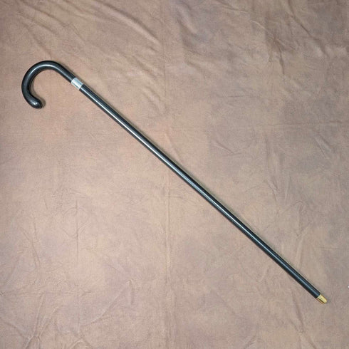 1927年 英国ヴィンテージ 黒軸 曲がりハンドル 純銀装飾 ステッキ 杖 88cm J Howell&Co