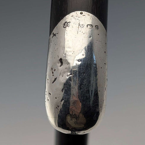 1912年 英国古董 黑色手柄 弯柄 纯银装饰 手杖 90cm J Howell&Co