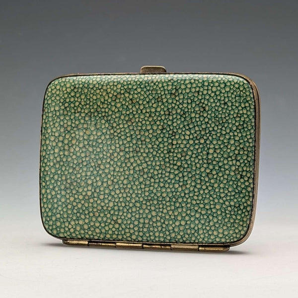 Vintage Green Galuchat Gold Plated Cigarette Case