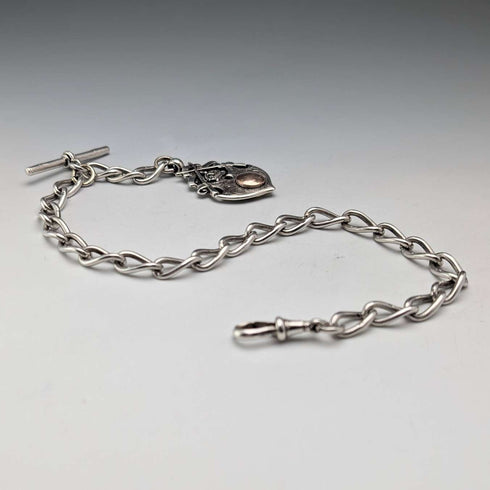1900년경 영국 엔틱 순은제 알버트 체인 52g 순은 메달 폽