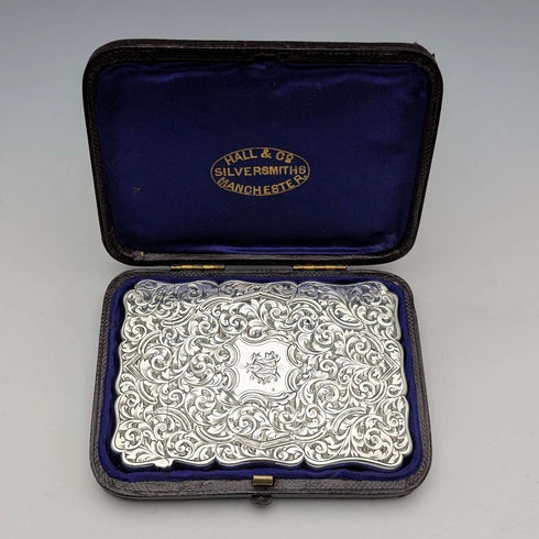 1871년 영국 앤틱 순은 카드 케이스 67g 박스 포함 극미품 Robert Thornton