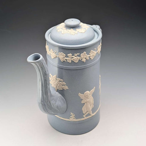 復古英國 Jasperware 咖啡壺(淡藍色)