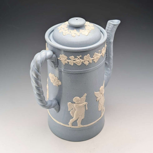 復古英國 Jasperware 咖啡壺(淡藍色)
