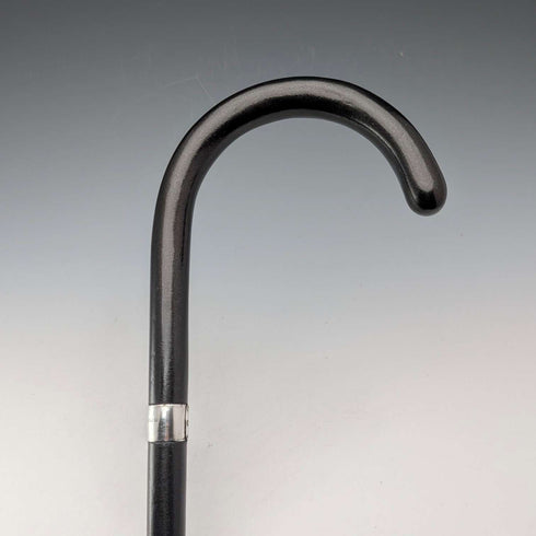 1933年 英国ヴィンテージ 黒軸 曲がりハンドル 純銀装飾 軽量ステッキ 杖 94cm M&T Ltd