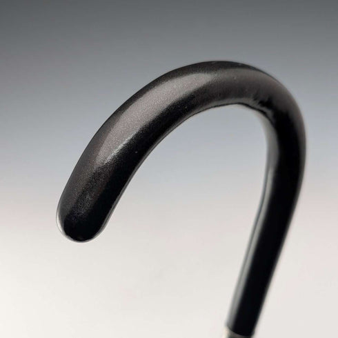 1933年 英国ヴィンテージ 黒軸 曲がりハンドル 純銀装飾 軽量ステッキ 杖 94cm M&T Ltd