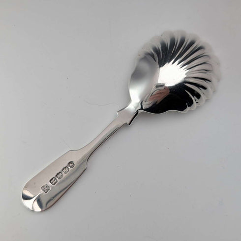 1873 British antique sterling silver tea caddy spoon 20.7g Josiah Williams
