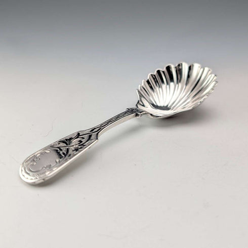 1873 British antique sterling silver tea caddy spoon 20.7g Josiah Williams