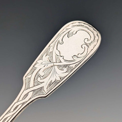 1873 British antique sterling silver tea caddy spoon 20.7g Josiah Williams