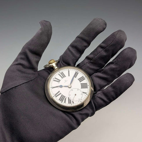 1910년경 앤티크 오메가 회중시계 지름 55mm 철도 시계 합금 케이스 작동 양호