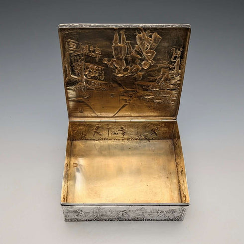 1912年 英国古董纯银精美装饰大号珠宝盒 444克 George Bedingham制 极美品