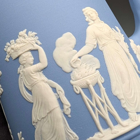 British Vintage Wedgwood Jasperware Water Jug in Pale Blue