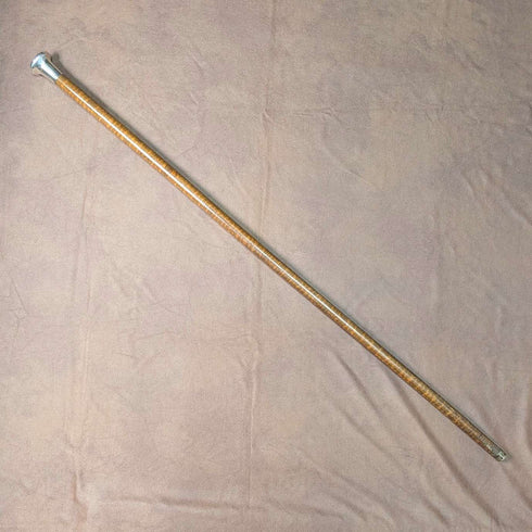 1917年 英国アンティーク タイガーシャフト 純銀製丸ハンドル ステッキ 杖 91cm