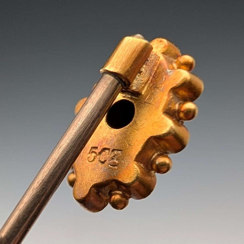 Antique British 15ct gold pin brooch in case