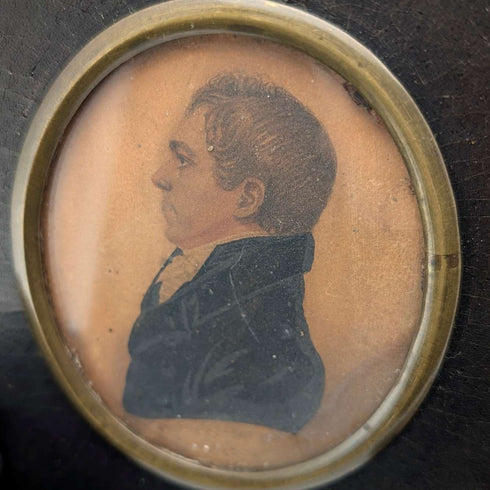 Retrato en miniatura antiguo británico, pareja