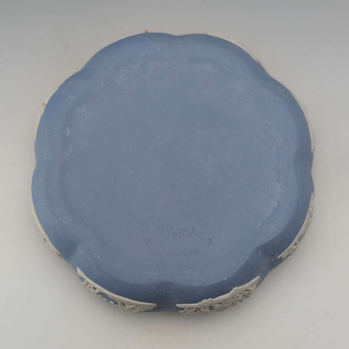 Caja redonda de estilo vintage británico Wedgwood Jasperware, joyero, azul pálido, sin tapa