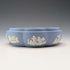 Caja redonda de estilo vintage británico Wedgwood Jasperware, joyero, azul pálido, sin tapa
