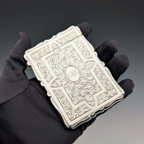 1882年 英国アンティーク 純銀製 カードケース 57g ボックス入り極美品 Frederick Marson