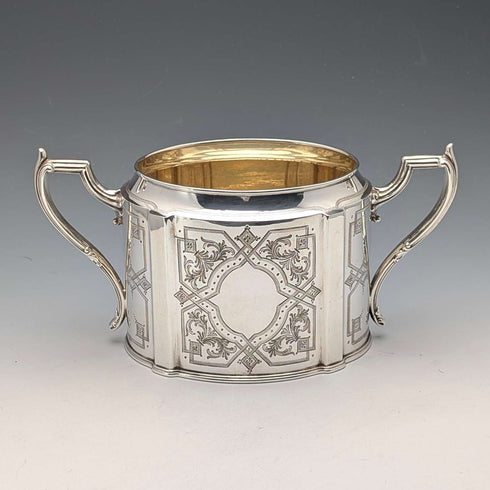 Juego de té de 4 piezas de plata chapada, antigüedad británica de finales del siglo XIX, por James Dixon & Son