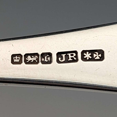 1909 British antique sterling silver Christening spoon by John Round & Son, in case