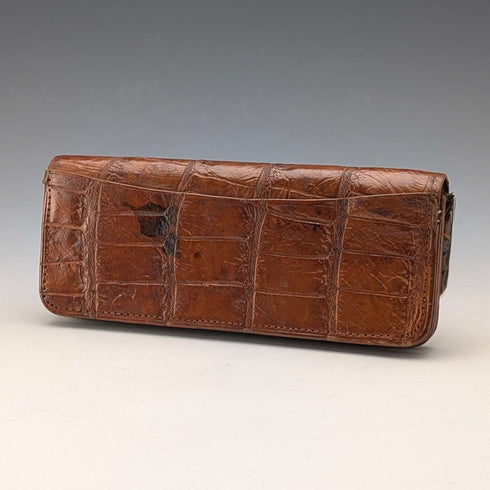 Monedero pequeño de cuero con adornos de plata de ley, antiguedad británica de alrededor de 1900, Edward Langridge