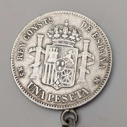 Circa 1900 British Antique Fancy Link Sterling Silver Albert Chain 64g Coin Infob