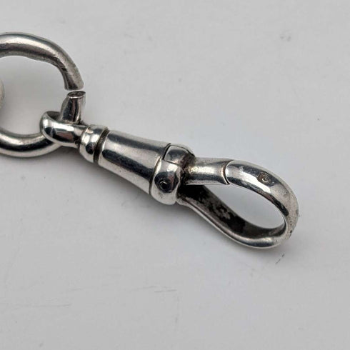 Circa 1900 British Antique Fancy Link Sterling Silver Albert Chain 64g Coin Infob