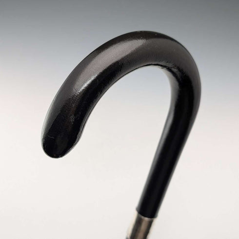 1943년 영국 빈티지 블랙 샤프트 커브 핸들 순은 장식 지팡이 93cm