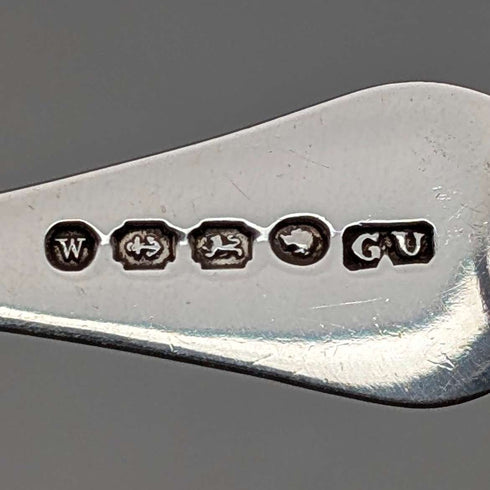 1871 British antique sterling silver tea caddy spoon 11.9g George Unite