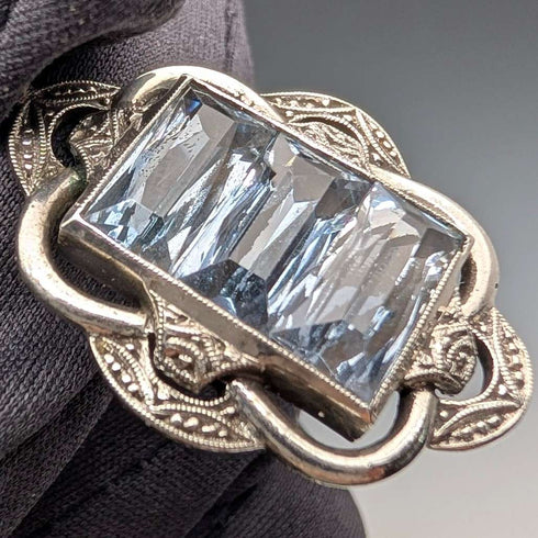 Vintage aquamarine and sterling silver pendant with sterling silver necklace