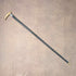 1897 British antique black shaft L-shaped horn handle pure silver decorated walking stick 84cm